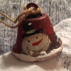 Charming Red Snowman Bell Ornament